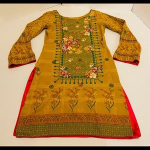 One of a Kind, Silk Blend- Hand Sewn Embroidered Tunic, Size S